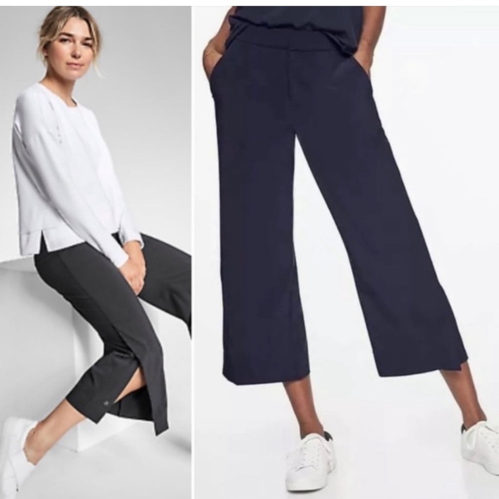 ATHLETA Tribeca Crop Pants Zip Fly Snap Side Vented Hem
